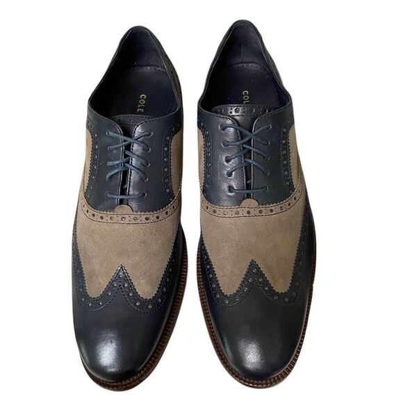 Cole Haan Williams Wingtip Oxford Men's 13 Blueberry Leather Suede Magnet - Picture 1 of 9